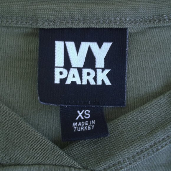 IVY PARK Spellout Army Khaki Green Cropped Cotton T Shirt Top XS - Picture 3 of 3
